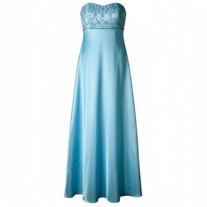 Caché Strapless Gown with Embellished Bodice Light Blue 90s Prom - Size 6